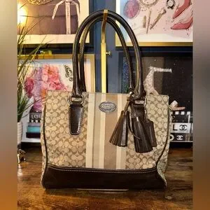 Coach | Bags | Coach Signature Stripe Tote Style 3915 206 | Poshmark